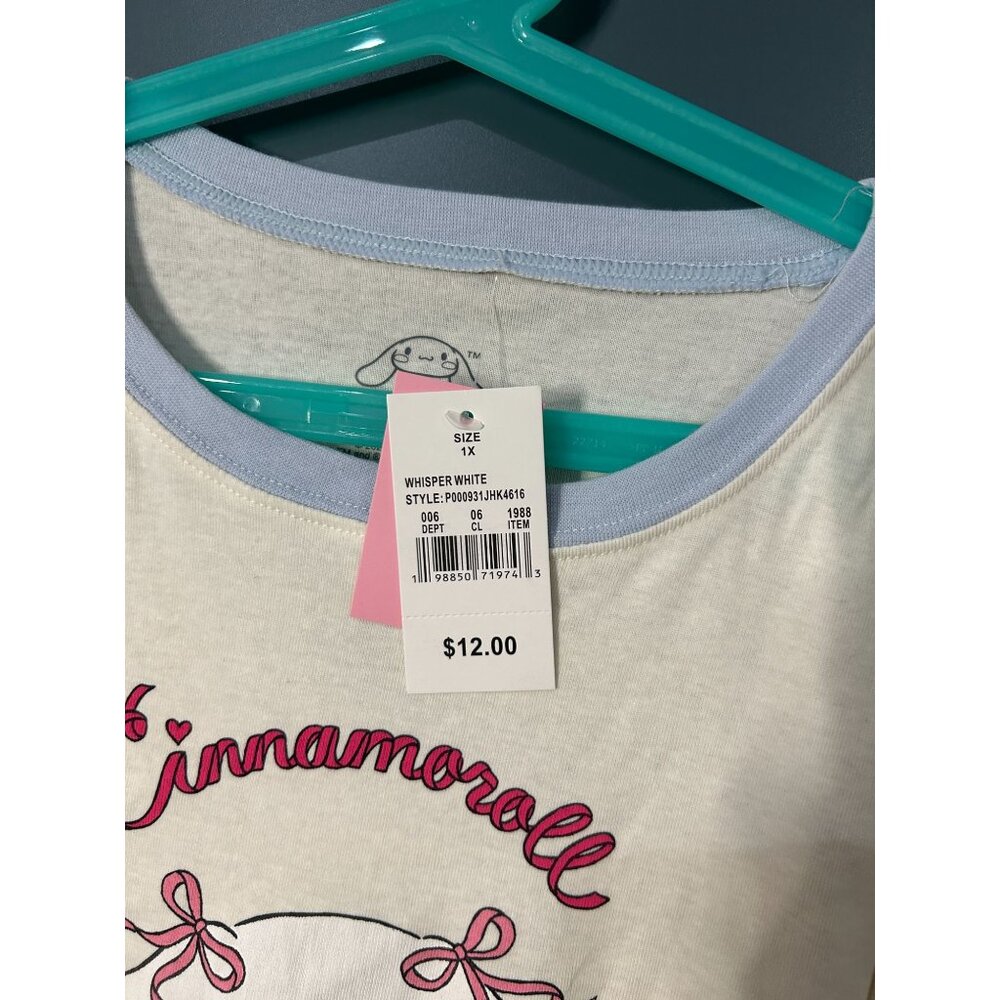 NWT Women's Cinnamoroll Short Sleeve Graphic Baby T-Shirt - Ivory 1X - Picture 2 of 5